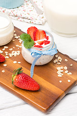 Image showing Strawberries desert with cream