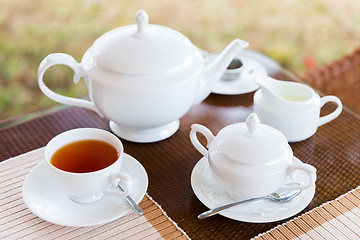 Image showing close up of tea service at restaurant or teahouse