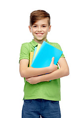 Image showing happy student boy with folders and notebooks