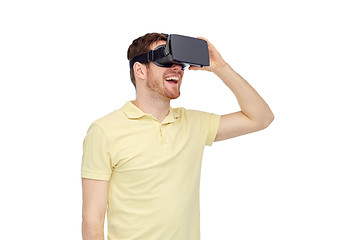 Image showing happy man in virtual reality headset or 3d glasses