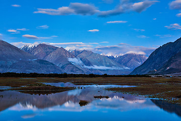 Image showing Nubra valley in twilight. Ladah, India