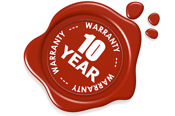 Image showing Ten year warranty seal isolated on white background