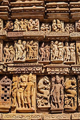 Image showing Sculptures on Khajuraho temples