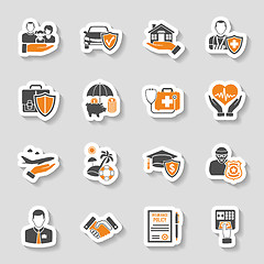 Image showing Insurance Icons Sticker Set