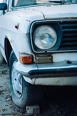 Image showing old abandoned white car