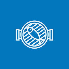 Image showing Fish on grill line icon.