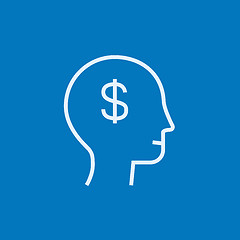 Image showing Human head with dollar symbol line icon.