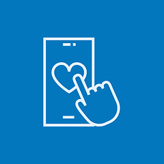 Image showing Smartphone with heart sign line icon.