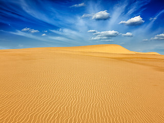Image showing Desert sand dunes on sunrise