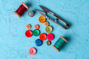Image showing Colorful plastic buttons