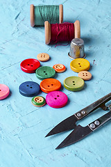 Image showing Colorful plastic buttons