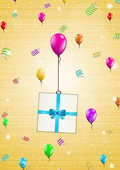 Image showing birthday card with balloons and gift