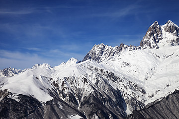 Image showing View on mountains in sun wind day