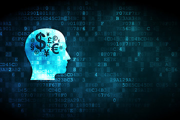 Image showing Business concept: Head With Finance Symbol on digital background