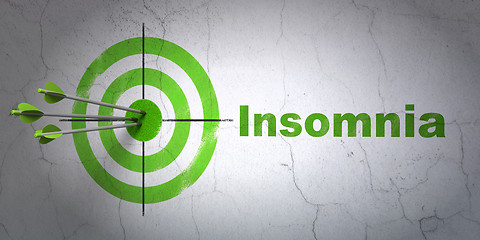 Image showing Medicine concept: target and Insomnia on wall background