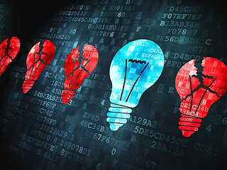 Image showing Finance concept: Lightbulb on digital background