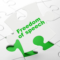 Image showing Politics concept: Freedom Of Speech on puzzle background