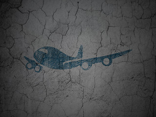 Image showing Travel concept: Airplane on grunge wall background