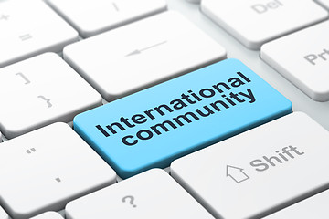 Image showing Politics concept: International Community on computer keyboard background