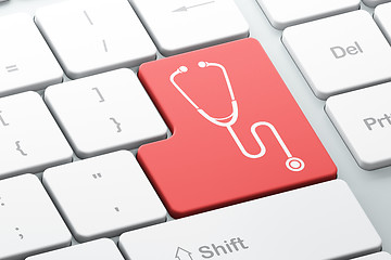 Image showing Health concept: Stethoscope on computer keyboard background