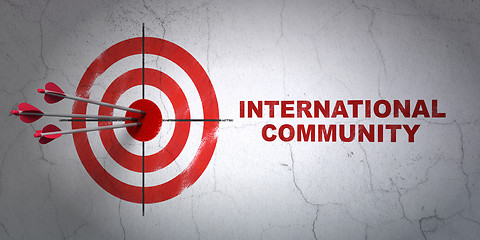 Image showing Political concept: target and International Community on wall background