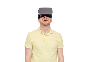 Image showing happy man in virtual reality headset or 3d glasses