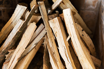 Image showing close up of firewood in fireplace