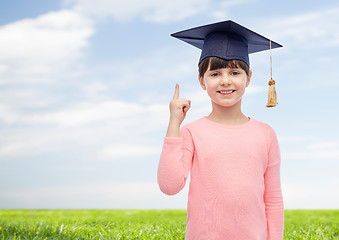 Image showing happy girl in bachelor hat or mortarboard