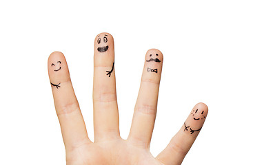 Image showing close up of hands and fingers with smiley faces