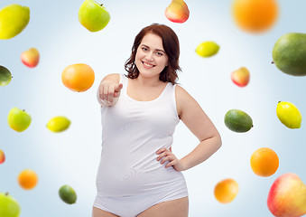 Image showing plus size woman in underwear pointing on you