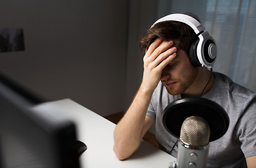 Image showing close up of man losing computer video game