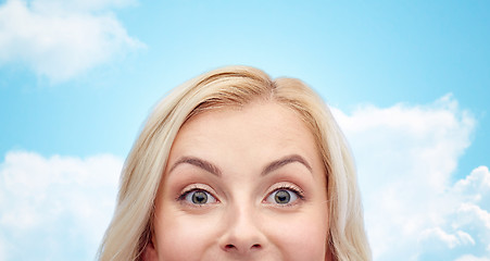 Image showing happy young woman or teenage girl face