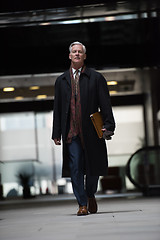 Image showing handsome senior business man walking