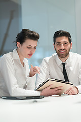 Image showing portrait of young  business couple at office