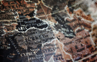 Image showing Turkey map on vintage crack paper background