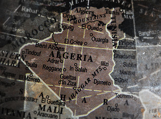 Image showing Algeria map on vintage crack paper background