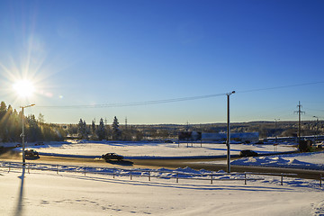 Image showing Cars on snowy winter road