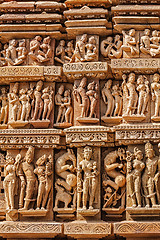 Image showing Sculptures on Khajuraho temples