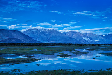 Image showing Nubra valley in twilight. Ladah, India