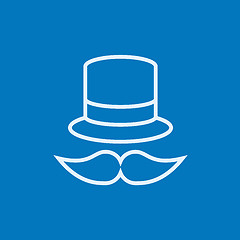 Image showing Hat and mustache line icon.