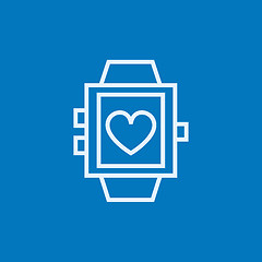 Image showing Smartwatch with heart sign line icon.