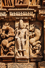 Image showing Sculptures on Khajuraho temples