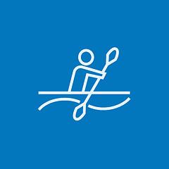 Image showing Man kayaking line icon.