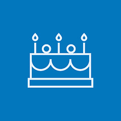 Image showing Birthday cake with candles line icon.