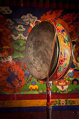 Image showing Gong drum in Spituk monastery. Ladadkh, India