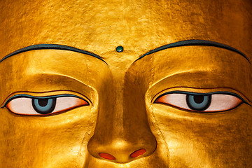 Image showing Sakyamuni Buddha statue face close up