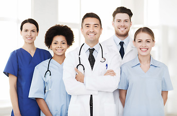 Image showing group of happy doctors at hospital