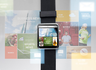 Image showing close up of smart watch with internet applications