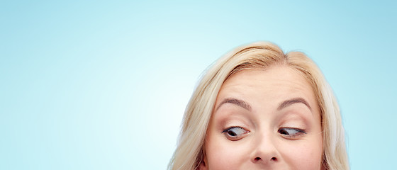 Image showing happy young woman or teenage girl face
