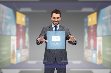 Image showing businessman working with email icon